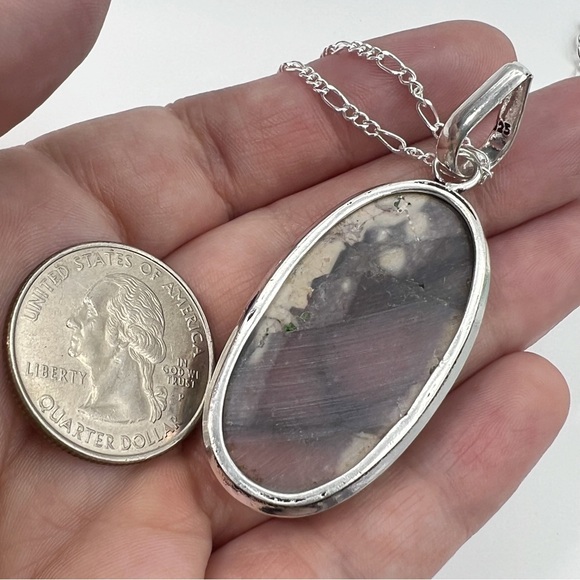 Porcelain Jasper and Angelite Pendant Necklace Earrings Lot Sterling Silver New - Picture 12 of 15